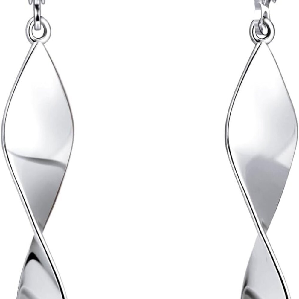 Sterling Silver Dangle Earrings Twisted Teardrop Hypoallergenic Women Jewelry